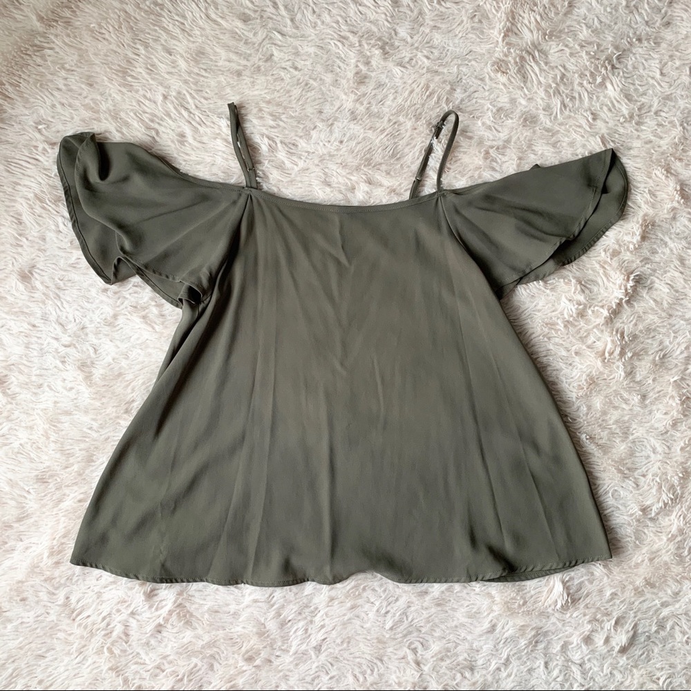 olive green off the shoulder top